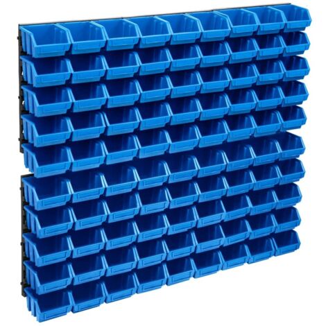 Kit de cajas de almacenaje 96 pzas paneles de pared azul negro
