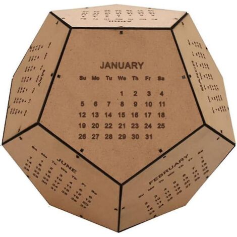 Kit de calendrier de bureau géométrique tridimensionnel en bois rustique à monter soi-même, pour le bureau et la maison