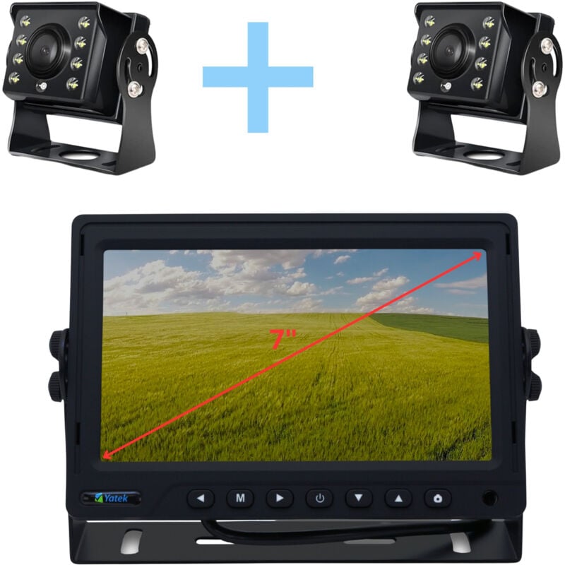 Kit de caméra de parking Yatek cran ahd 7' + 2 caméra 1080P 160160 degrés de vue arrière Yatek