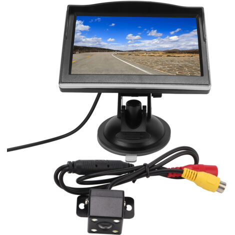 Kit de caméra de recul 5 pouces avec moniteur haute définition, entrée vidéo V1 V2, 12‑24V pour véhicules, caméra 4 LED.