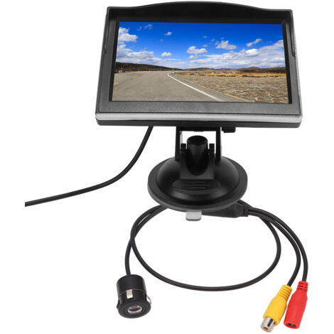 Kit de caméra de recul 5 pouces avec moniteur haute définition, entrée vidéo V1 V2, 12‑24V pour véhicules, caméra ronde.