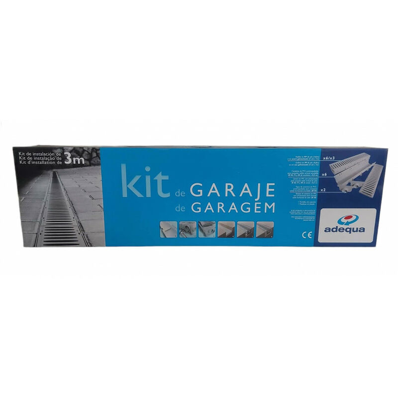 

Kit de canalón de paso de garaje de 3 metros con rejillas de acero galvanizado