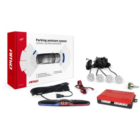 Kit de capteurs de stationnement, capteurs de recul MAX LED, 4 capteurs argentés amio-02288