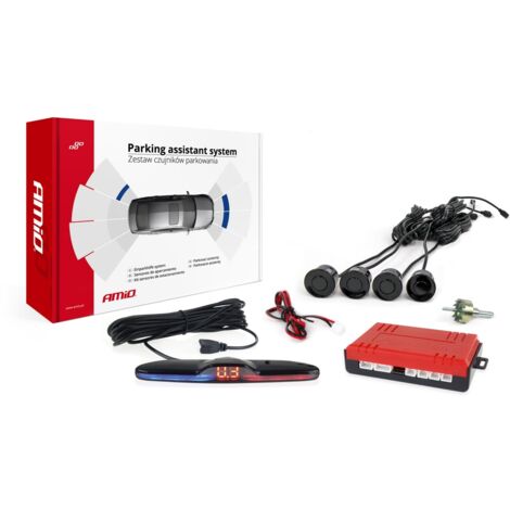 Kit de capteurs de stationnement, capteurs de recul MAX LED, 4 capteurs noirs amio-02287