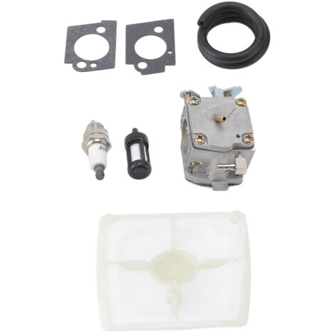 Kit de carburador, bujía, filtro de aire y filtro de combustible - Compatible con motosierra, kit de accesorios (aluminio, hierro, ABS, 240 g) - Filtro de aire de repuesto 1110 120 1601