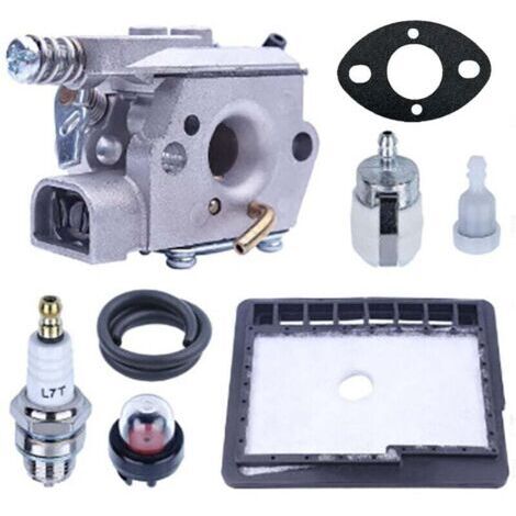 Kit de carburador para motosierra ECHO CS3000 CS3400 CS3450 CS300. Incluye carburador, filtro de aire, junta, filtro de combustible y manguera. Pieza de repuesto.