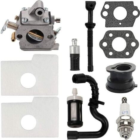 FVBJD Kit de carburateur C1Q-S57B pour tronçonneuse Stihl MS180 / MS170 / MS 170C / MS 180C / 017/018, remplacer C1Q-S57A 1130120 0603, avec Joint de Bougie d'allumage de Filtre à air