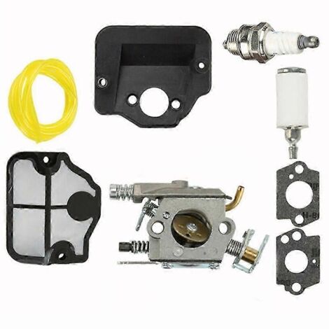Kit de carburateur compatible Jonsered 2036 2040 CS2040 comprenant : filtre à air, bougie d'allumage, durite d'essence et joints. Pièces détachées pour tronçonneuse.