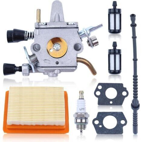 Kit de Carburateur pour Stihl FS120 FS200 FS250 FS300 FS350 FR380 FR450 FR480 Débroussailleuse,Joint + Filtre à Air et Filtre à Carburant + Tuyau de Carburant + Bougie d'allumage 4134 120 0653