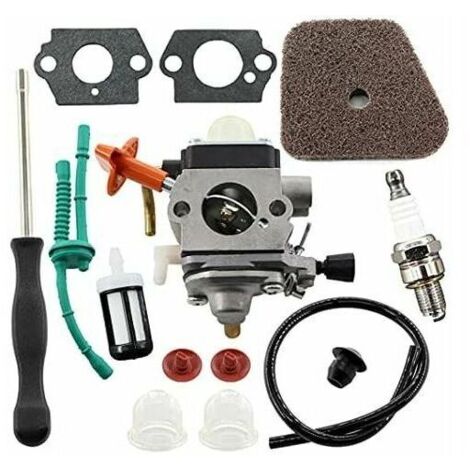 Kit de Carburateur pour Tronçonneuses - Compatible avec Stihl FS87 FS90 FS100 FS110 FS130 HL95 HL100 HT100 HT101 KM90 KM100 KM110 SP90 - Inclus Filtre à Air et Tuyau à Essence