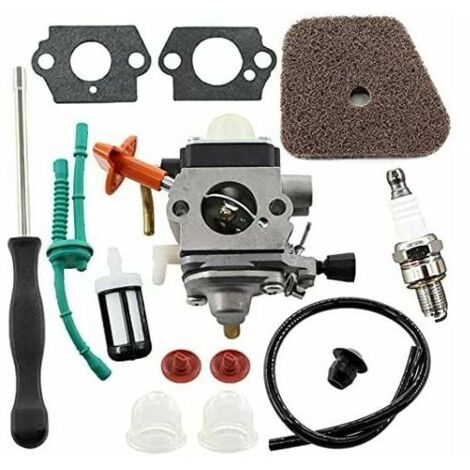 Kit de Carburateur pour Tronçonneuses - Compatible avec Stihl FS87 FS90 FS100 FS110 FS130 HL95 HL100 HT100 HT101 KM90 KM100 KM110 SP90 - Inclus Filtre à Air et Tuyau à Essence