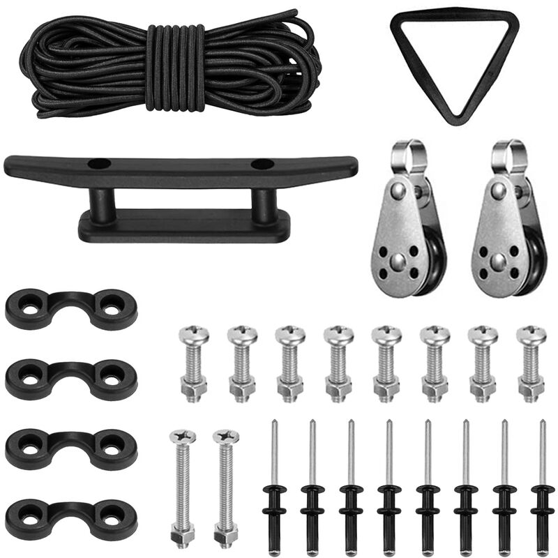 

Kit de carro de anclaje para kayak, con remaches de tres agarres, junta torica, abrazadera para cuerda, almohadilla para ojos, poleas, tornillos