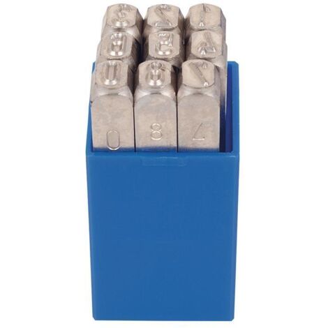 Jeu de chiffres à frapper nickelés hauteur caractères 6mm TURNUS 1 PCS