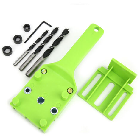 Kit de centrage pour assemblage bois - Guide de perçage manuel avec mèches 6mm, 8mm, 10mm (8 pièces)