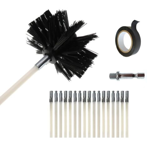 Kit de cepillo para chimenea, herramienta para limpiar chimeneas, kit de limpieza de chimeneas con 15 varillas flexibles (41 cm) y 1 kit de limpieza de chimeneas (10 cm) y estufa