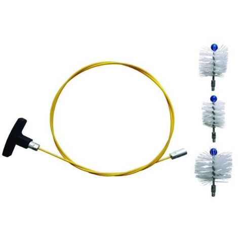 Kit de cepillo para chimenea para tubo de estufa, asta flexible, 200 cm, diámetros 8-10-12 cm