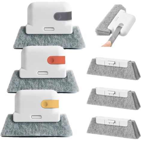 Kit de cepillos limpiadores de rieles de ventanas mágicos,3en1 para puertas corredizas,rejillas de ventilación de automóviles,teclados,3herramientas de limpieza de ventanas con 3cabezales de repuesto