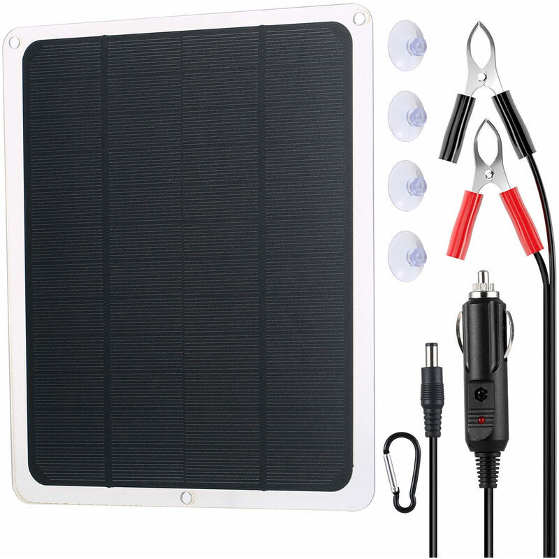 Kit de charge d'entretien de batterie solaire 12 V portable étanche pour voiture, moto, bateau, marine, camping-car, motoneige, motoneige
