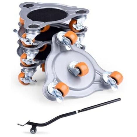 Kit de chariot de manutention robuste avec capacité de charge de 400 kg, lève-meubles robuste avec roues pivotantes à 360° et frein pour déplacer meubles, réfrigérateurs et machines à laver.