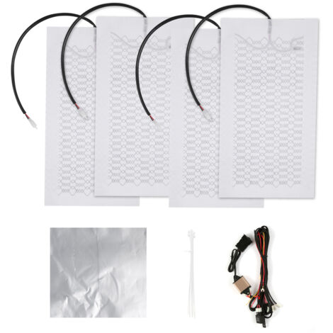 Kit de chauffage de siège en fibre de carbone 12 V pour 2 sièges avec interrupteur de température à 5 vitesses Housse de siège Coussin chauffant Coussin chauffant pour voitures Camions VTT