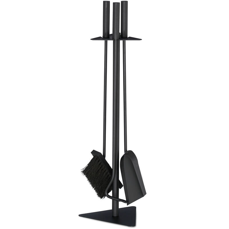 

Kit de chimenea, Accesorios de limpieza de chimenea, Atizador, Cepillo, Recogedor & Soporte, Negro