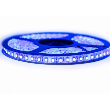 Kit de cinta profesional 3528 - 120 leds/m - 5 metros azul anti-salpicaduras (IP65)  Longitud: 5 metros - Transformador: No se incluye la fuente de alimentación