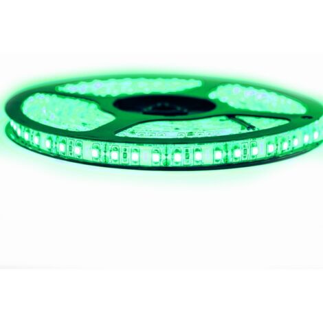 Kit de cinta profesional 3528 - 120 leds/m - 5 metros verde anti-salpicaduras (IP65)  Longitud: 5 metros - Transformador: Fuente de alimentación incluida