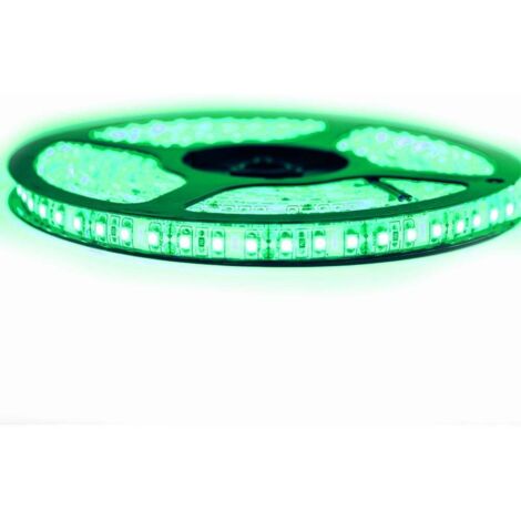 Kit de cinta profesional 3528 - 120 leds/m - 5 metros verde anti-salpicaduras (IP65)  Longitud: 5 metros - Transformador: No se incluye la fuente de alimentación