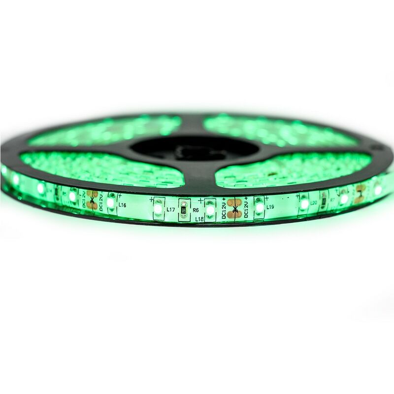 

Kit de cinta profesional 3528 - 60 leds/m - 1m, 2.5m, 5 o 10 metros a elegir - a prueba de salpicaduras de color verde (IP65) | Longitud: 10 metros