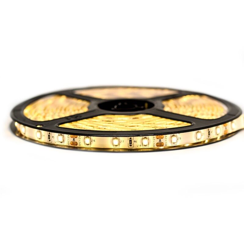 

Kit de cinta profesional 3528 - 60 leds/m - 1m, 2.5m, 5 o 10 metros a elegir - Blanco cálido a prueba de salpicaduras (IP65) | Transformador: Fuente