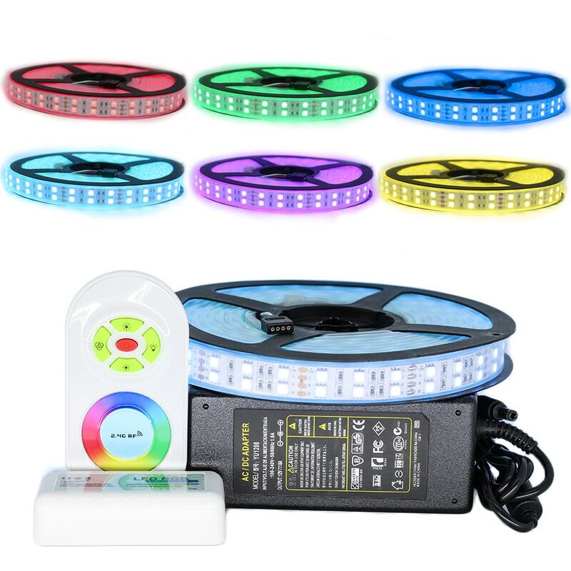 

Kit de cinta profesional 5050 - 120 LED/m - 5 metros RGB impermeable (IP67) con controlador y transformador | Longitud: 5 metros - Control remoto del