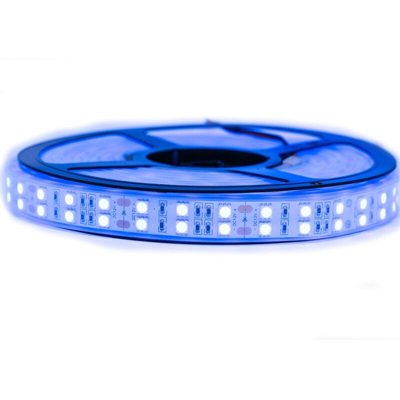 

Kit de cinta profesional 5050 - 120 leds/m - 5 metros Azul Impermeable (IP67) | Longitud: 5 metros - Transformador: Fuente de alimentación 12V/8A