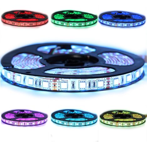 Kit de cinta profesional 5050 - 60 leds/m - 1m, 2.5m, 5 o 10 metros a elegir - RGB anti-salpicaduras (IP65)  Control remoto del controlador: No está incluido - Transformador: No se incluye la fuente d