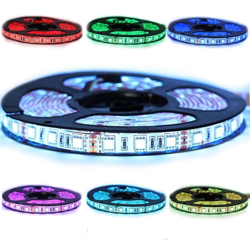 

Kit de cinta profesional 5050 - 60 leds/m - 1m, 2.5m, 5 o 10 metros a elegir - RGB anti-salpicaduras (IP65) | Control remoto del controlador: No está