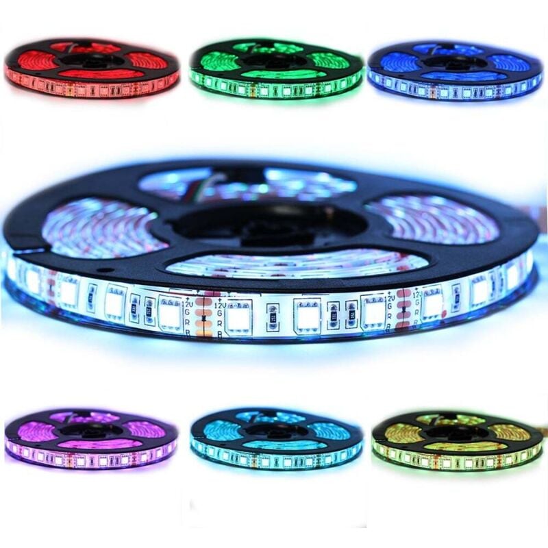 

Kit de cinta profesional 5050 - 60 leds/m - 1m, 2.5m, 5 o 10 metros a elegir - RGB anti-salpicaduras (IP65) | Transformador: No se incluye la fuente
