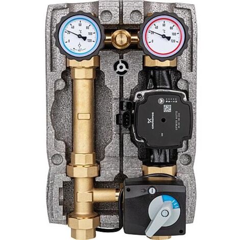 Kit de circuit de chauffage Easyflow DN25 (1") avec vanne mélangeuse à 3 voies et soupape de décharge, pompe Grundfos UPM3S