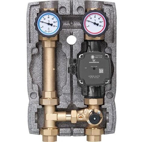 Kit de circuit de chauffage Easyflow DN25 (1") avec vanne mélangeuse à 3 voies sans moteur mélangeur, pompe Grundfos UPM3S AUTO