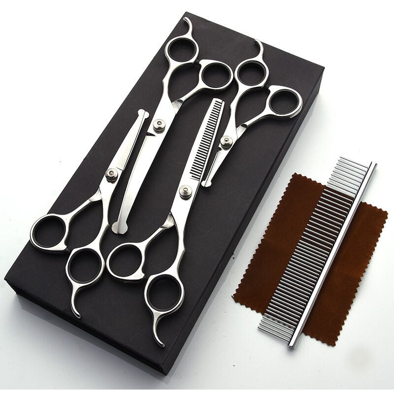 Fei Yu - Kit de ciseaux à fente pour chien, ciseaux de sécurité à tête ronde et à grosse tête, ciseaux de sécurité professionnels, peigne