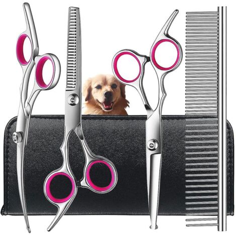 Kit de ciseaux de toilettage pour chiens avec embouts ronds de sécurité, ciseaux de toilettage professionnels en acier inoxydable pour chiens et chats à poils longs et courts.