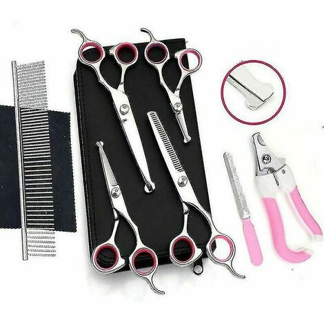 Kit de ciseaux de toilettage pour chiens, ciseaux de sécurité professionnels Comb