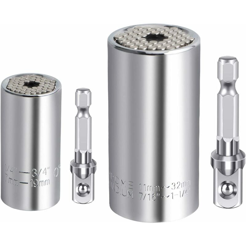 Gotrays - Kit de clé à douille universelle 7-19mm,11-32mm douille de perçage clé universelle outil Multi - mains clé à douille universelle Gator Grip