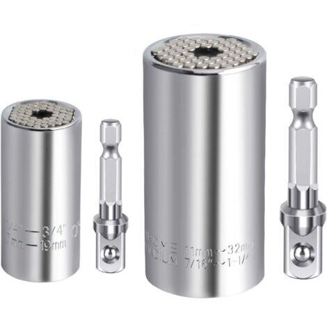 Kit de clé à douille universelle 7-19mm,11-32mm douille de perçage clé universelle outil Multi - mains clé à douille universelle Gator Grip