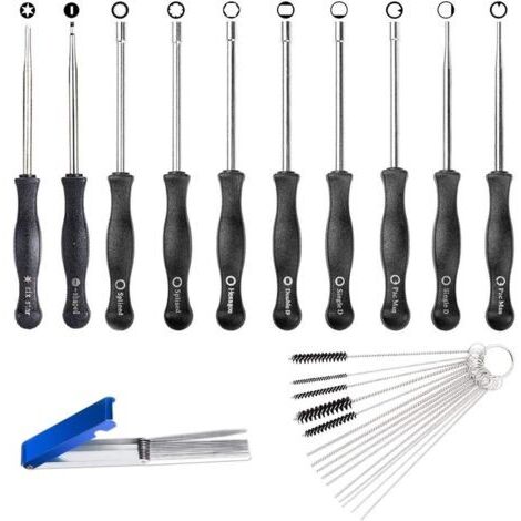 Kit de clé de réglage de carburateur Débroussailleuse et tronçonneuse,lot de 10 Outil de réglage de carburateur  avec trousse, brosse et kit d'outils de nettoyage