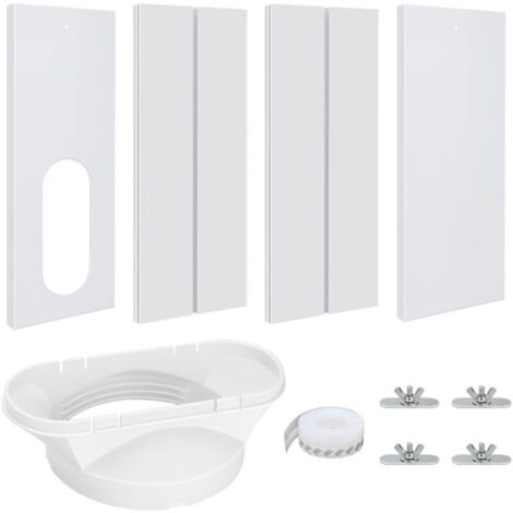 Kit de climatiseur de fenêtre portable, lot de 4 grilles d'aération réglables pour climatiseur mobile, kit de ventilation de fenêtre AC, kit de joint de porte et de fenêtre avec tuyau