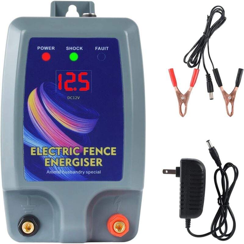 Kit de clôture électrique, Clôture électrique pour bétail, animaux, électrificateur de clôture, haute puissance, 3 modes d'alimentation pour élevage