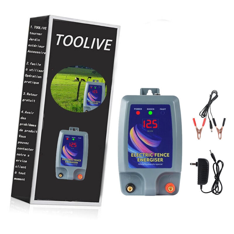 Kit de clôture électrique, Clôture électrique pour bétail, animaux, électrificateur de clôture, haute puissance, 3 modes d'alimentation pour élevage