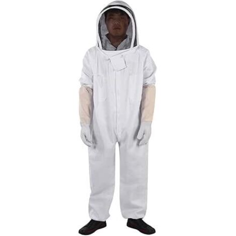 Kit de Combinaison D'apiculture, équipement de Protection en Coton avec Gants pour Homme et Femme, 3 Poches et Fermeture éclair, équipement Essentiel pour les Visites de Xl