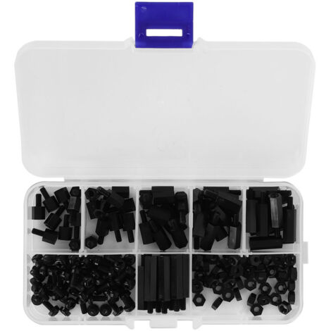 Kit de Combinaison d'Écrous-Vis et Entretoises M3 Nylon Noir pour Électronique - 180 Pièces en Boîte
