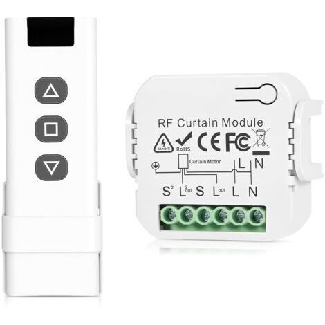 Kit de commande de volet roulant sans fil - Interrupteur sans fil pour volets roulants - Montage facile - Portée jusqu'à 100 m - Blanc