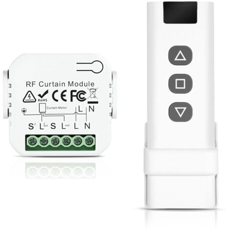 Kit de commande sans fil pour volet roulant, avec télécommande RF et module récepteur, interrupteur sans fil pour volets roulants, stores, stores jusqu'à 100 m, 2200 W